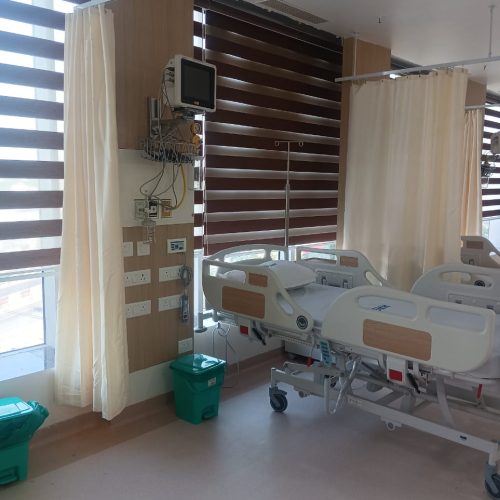 2012A Nurse-Call Systems Bed Unit on concealed wall panelling in ICU
