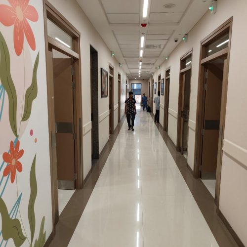 2014A Nurse-Call Systems Door Display Unit in long corridor ceiling