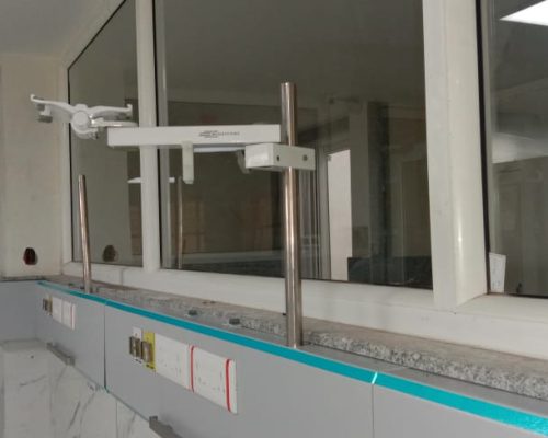 9060R ICU Bed-Head Panels with Monitor Stands on 25mm dia rails
